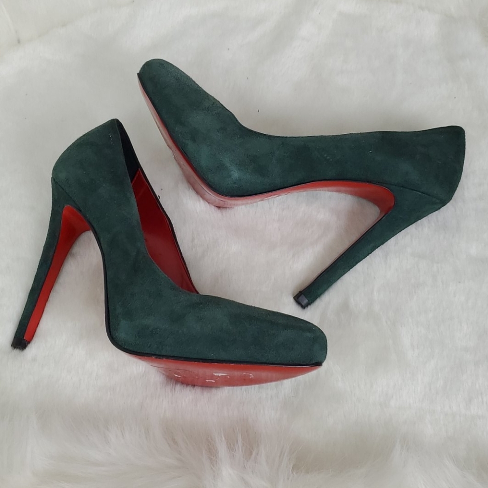 Lavorazione Artigiana heel suede shoes green size 38